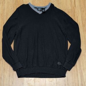 Harley Davidson Cotton/Cashmere Blend Black V-Neck Sweater Size XL